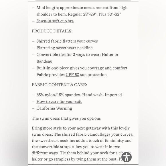 Land's End Mini Swim dress 1 piece ruched Bandeau halter black swimsuit Various - Picture 12 of 12